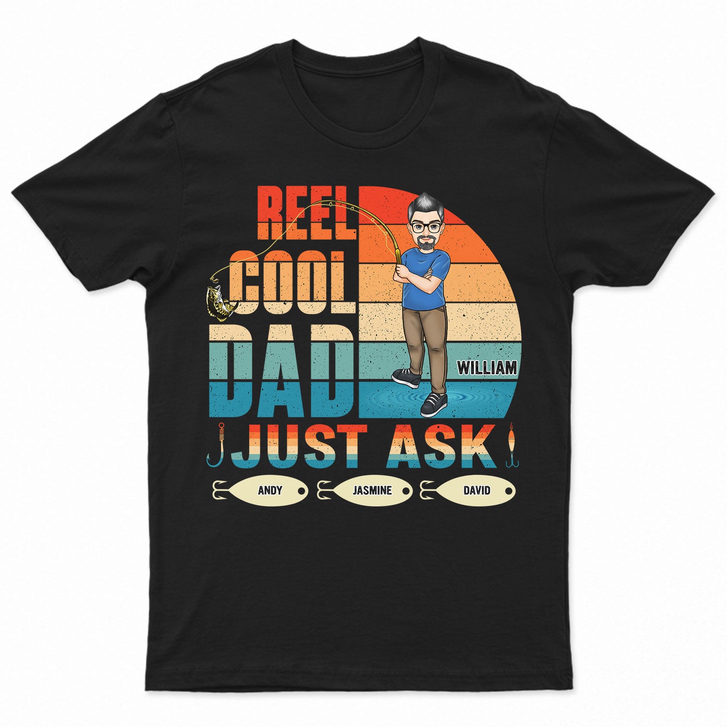 Reel Cool Dad Reel Great Dad - Birthday, Family Gift For Daddy, Father, Grandpa, Fishers, Fishing Lovers - Personalized Custom T Shirt