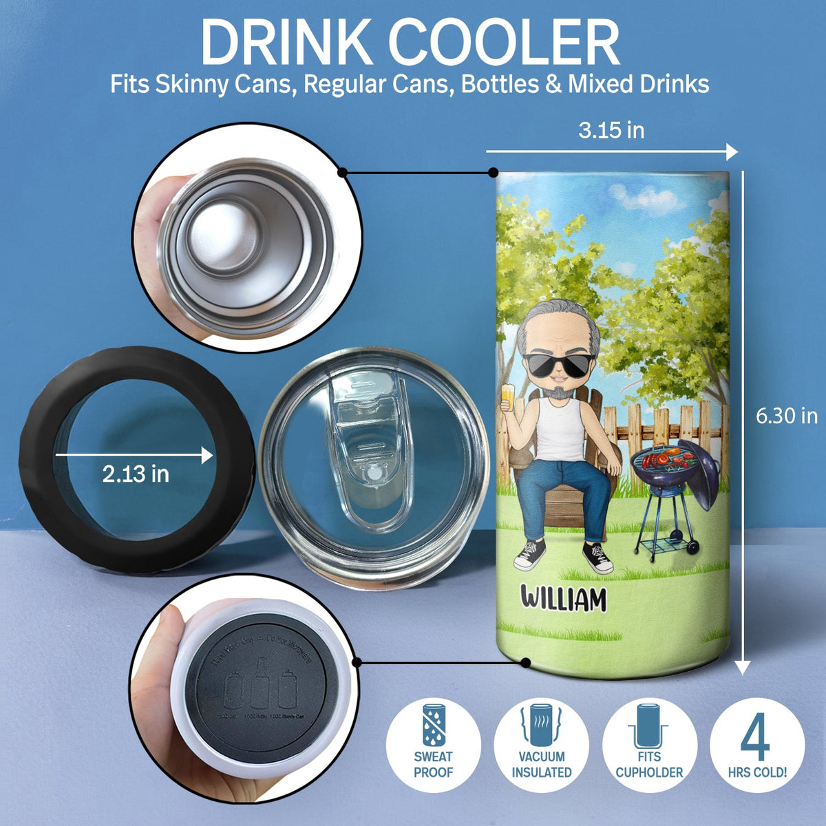 I Don't Give A Sip I'm Retired - Retirement Gift, Gift For Grandparents - Personalized Custom 4 In 1 Can Cooler Tumbler