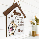 Home Is Where Someone Runs To Greet You - Birthday, Decor Gift For Dog Lovers, Dog Moms, Dog Dads, Pet Lovers - Personalized Custom Shaped Wood Sign