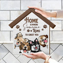 Home Is Where Someone Runs To Greet You - Birthday, Decor Gift For Dog Lovers, Dog Moms, Dog Dads, Pet Lovers - Personalized Custom Shaped Wood Sign