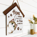 Home Is Where Someone Purrs To Greet You - Birthday, Decor Gift For Cat Lovers, Cat Moms, Cat Dads, Pet Lovers - Personalized Custom Shaped Wood Sign