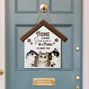 Home Is Where Someone Purrs To Greet You - Birthday, Decor Gift For Cat Lovers, Cat Moms, Cat Dads, Pet Lovers - Personalized Custom Shaped Wood Sign