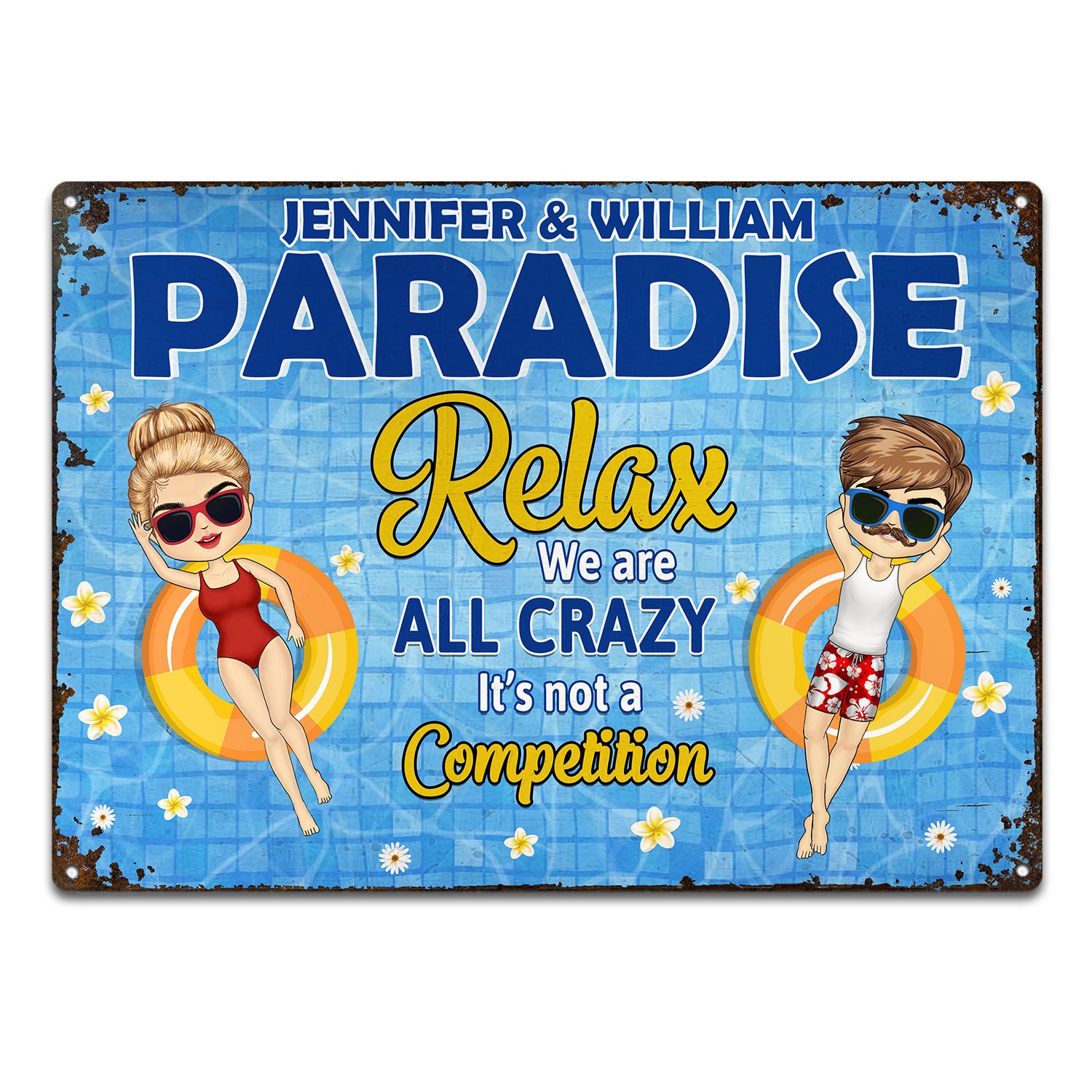Relax We Are All Crazy - Gift For Couples, Outdoor Home Decor For Pool, Poolside, Backyard - Personalized Custom Classic Metal Signs