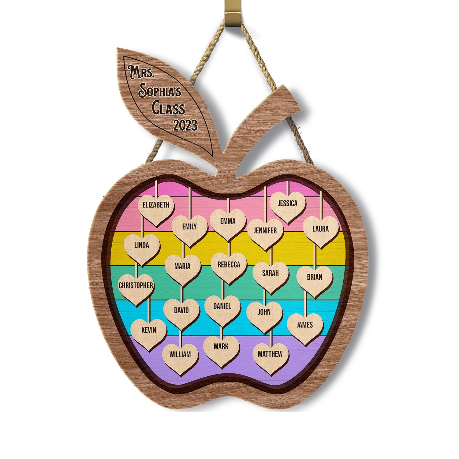 Teacher Apple Little Hearts - Classroom Decor, Classroom Door Sign, Gift For Teachers - Personalized Custom Shaped Wood Sign