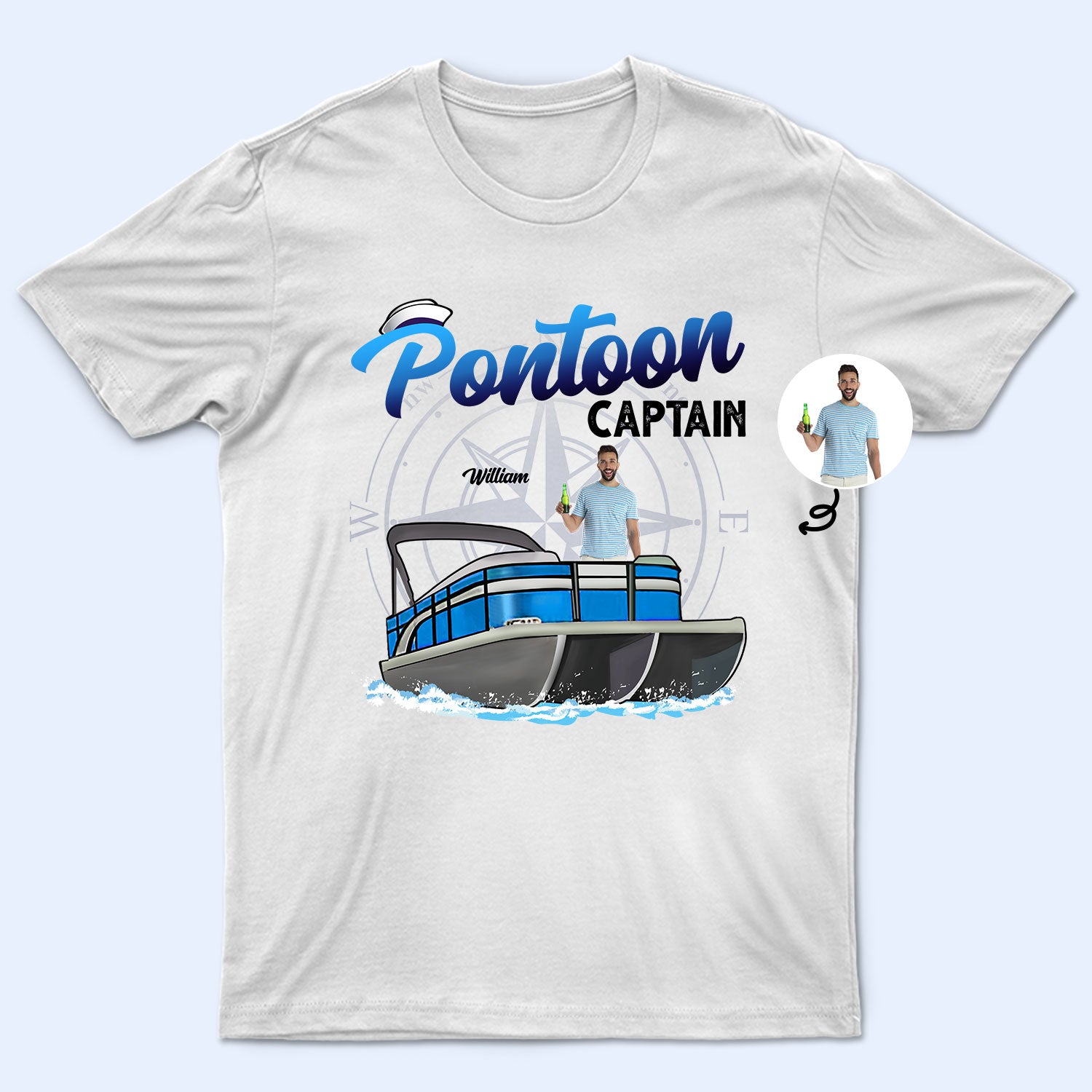 Custom Photo Boating Pontoon Captain - Birthday, Traveling, Cruising Gift For Pontooning Lovers, Lake Lovers, Travelers - Personalized Custom T Shirt