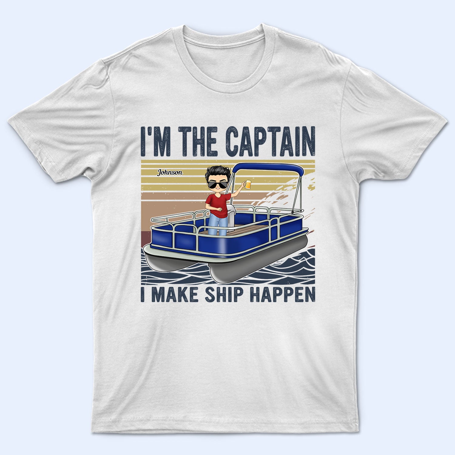 Pontoon I'm The Captain I'm The First Mate - Gift For Couples, Husband, Wife, Lake Lovers, Pontooning Lovers, Travelers - Personalized Custom T Shirt