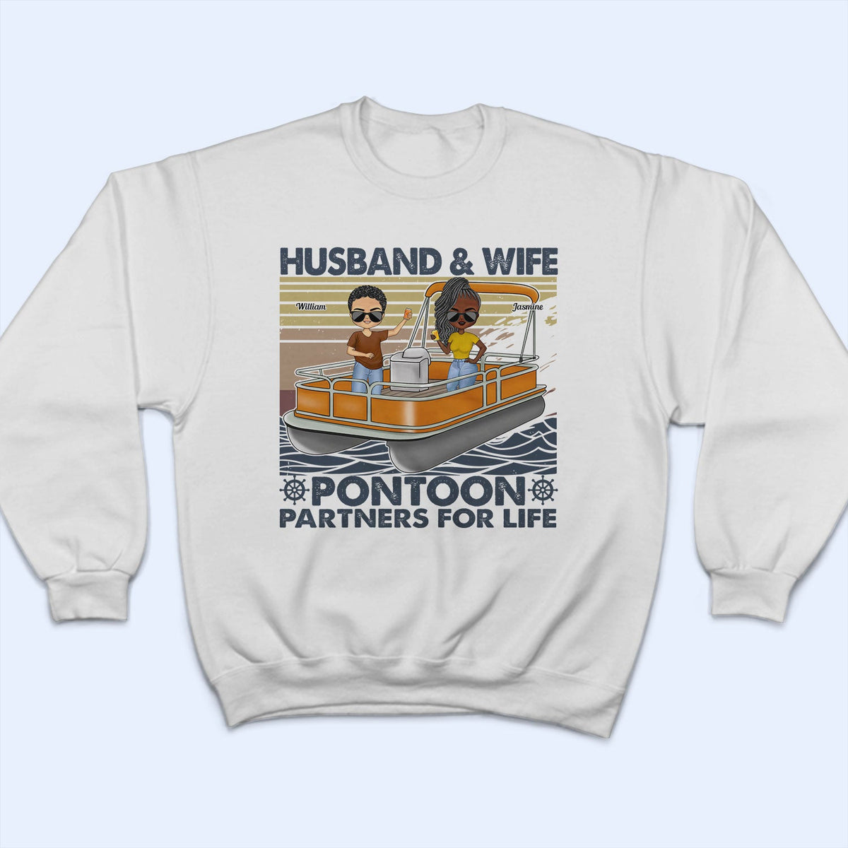 Custom Personalized Pontoon Couple Quilt Bed Sets - Gift Idea For Couple/ Pontoon Lovers - Husband & Wife Pontoon Partners For Life main image 0