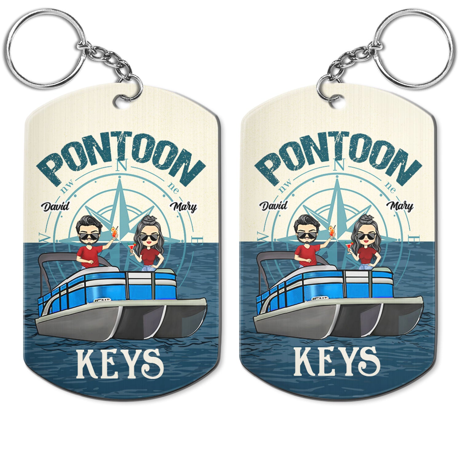 Boating Pontoon Keys For Husband And Wife - Gift For Couples, Pontooning Lovers, Lake Lovers, Travelers - Personalized Aluminum Keychain