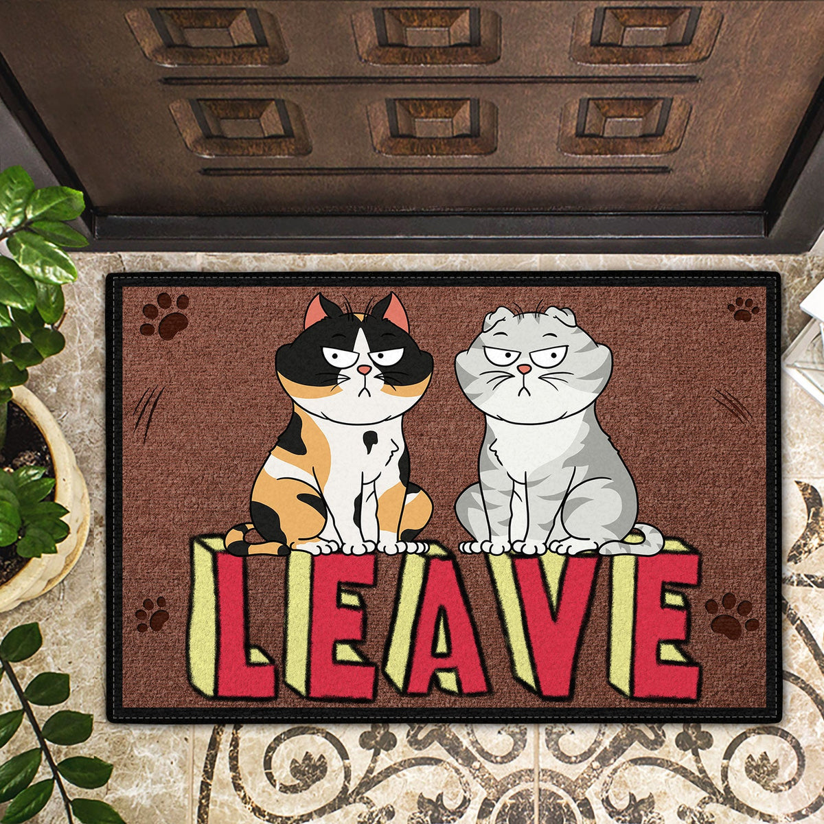 Leave Funny Cats - Home Decor Gift For Cat Lovers - Personalized Doormat