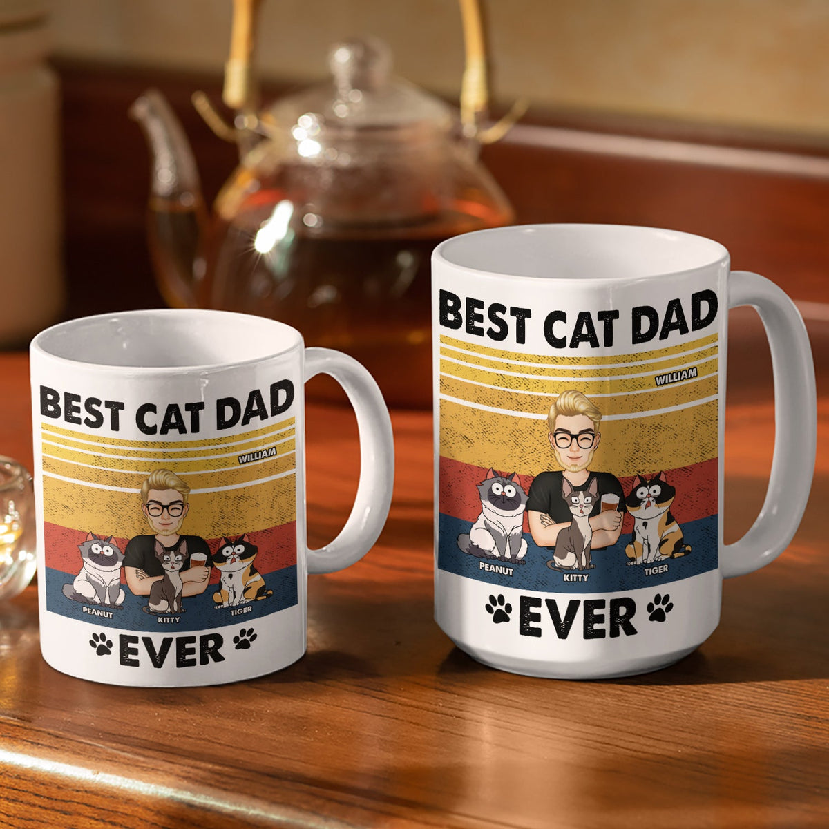 I Like My Cat & Coffee And Maybe 3 People - Gift For Cat Lovers - Personalized White Edge-to-Edge Mug