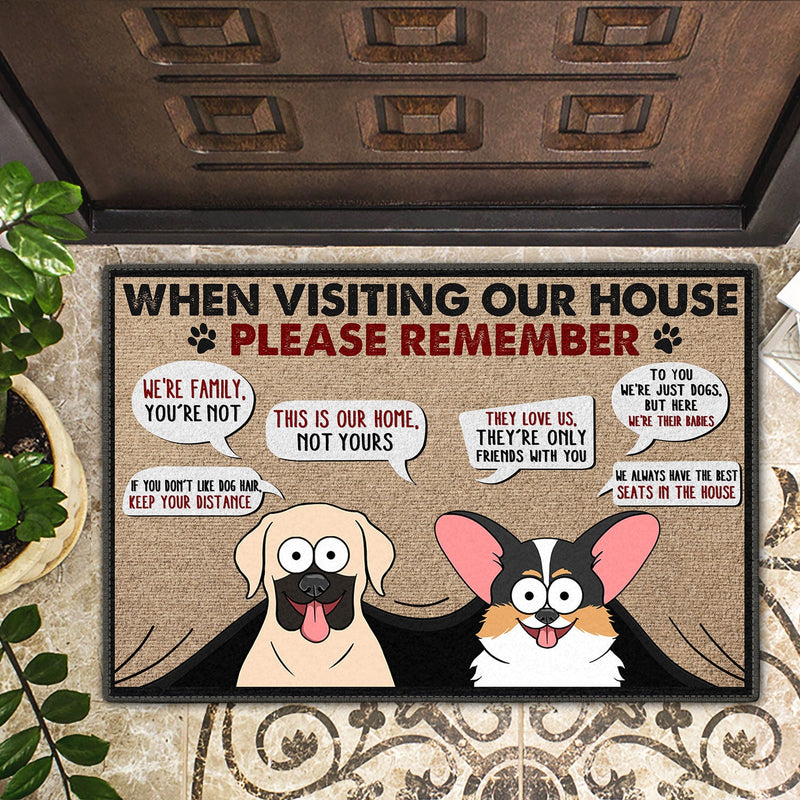 Funny Cartoon Dogs When Visiting My House - Home Decor Gift For Dog Lovers - Personalized Doormat