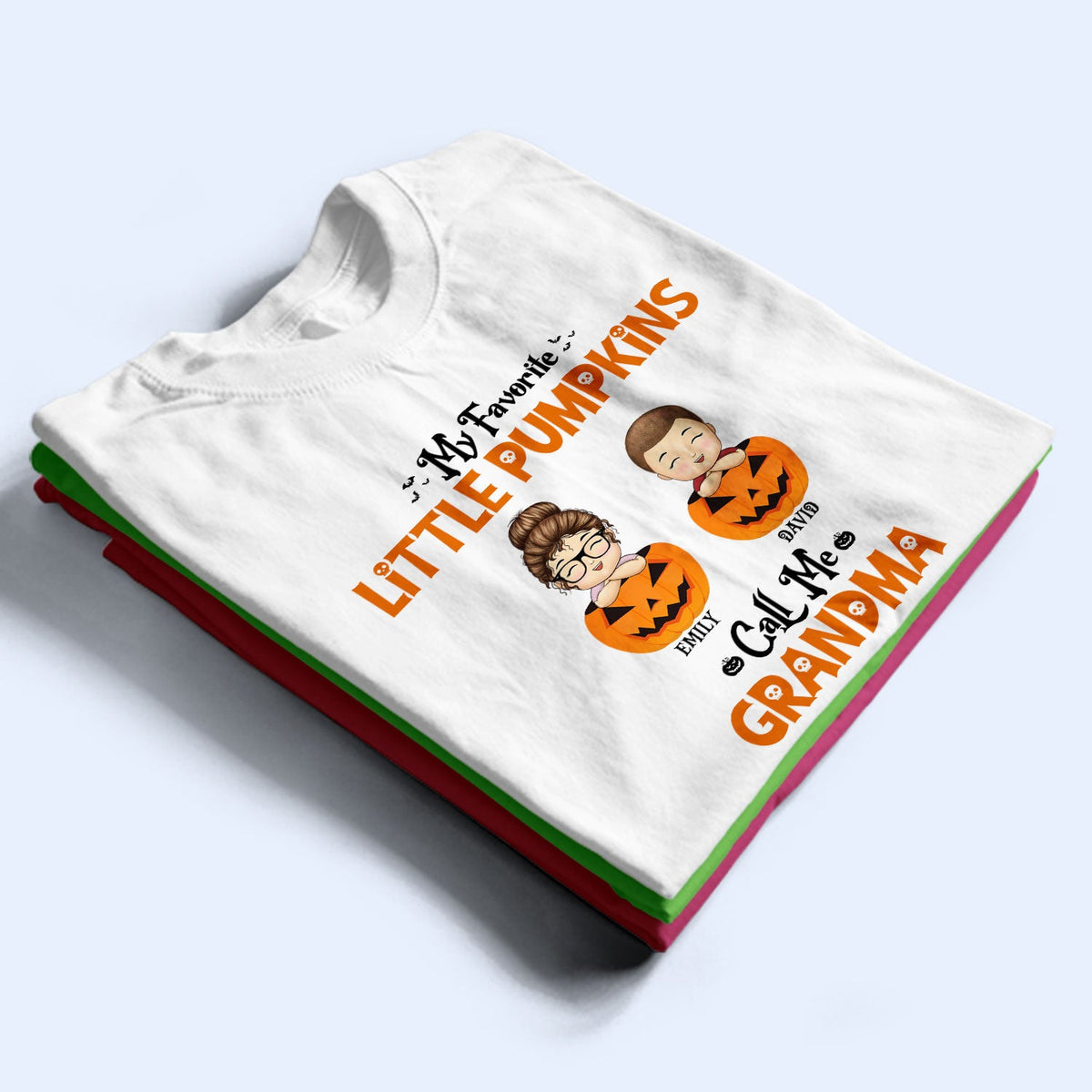 My Favorite Little Pumpkins Call Me Nana Autumn Season - Halloween Gift For Grandma, Grandmother, Grandpa, Grandfather, Grandparents - Personalized T Shirt