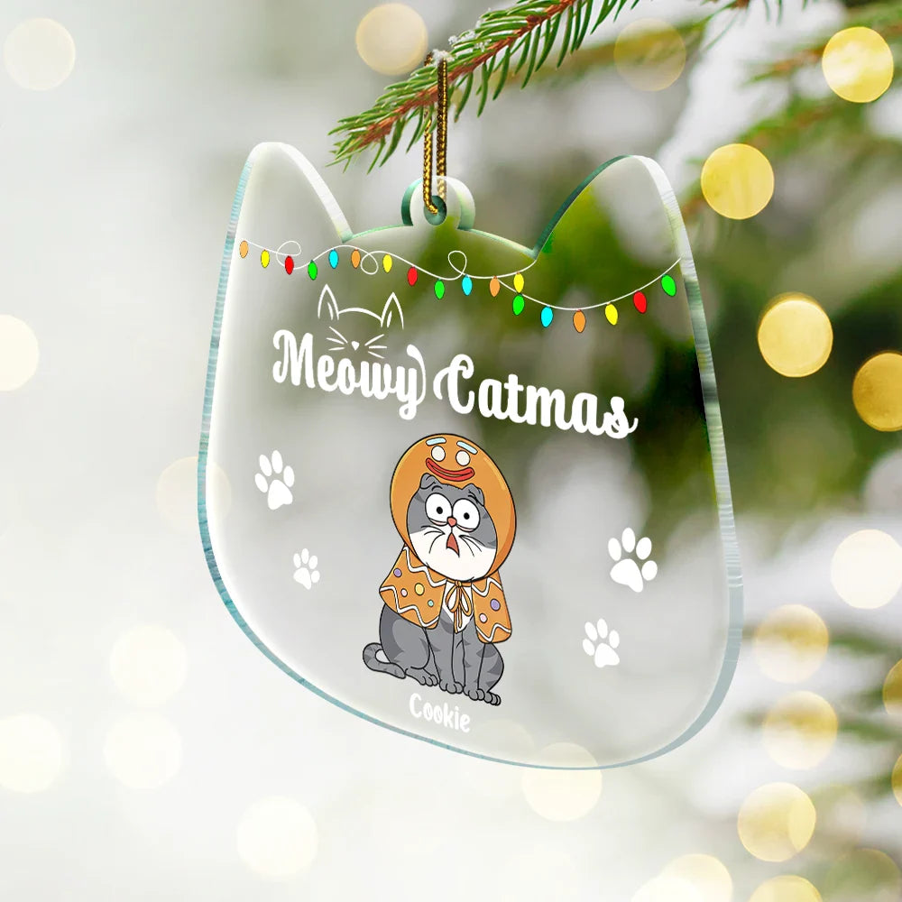 Chats Meowy Catmas - Cadeau de Noël pour les amoureux des chats - Décoration en acrylique personnalisée