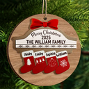 Merry Christmas Stocking Family - Christmas Gift For Family - Personalized 2-Layered Wooden Ornament