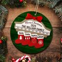 Merry Christmas Stocking Family - Christmas Gift For Family - Personalized 2-Layered Wooden Ornament