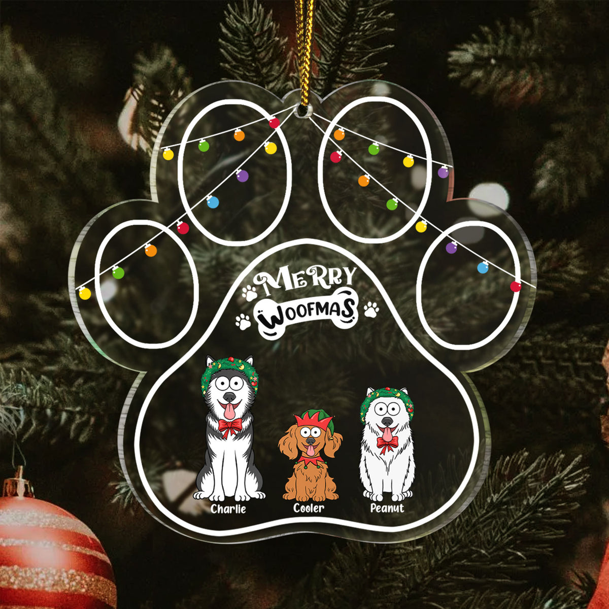 Paw Shape Merry Woofmas Funny Cartoon Dogs   Christmas Gift For Dog Lo