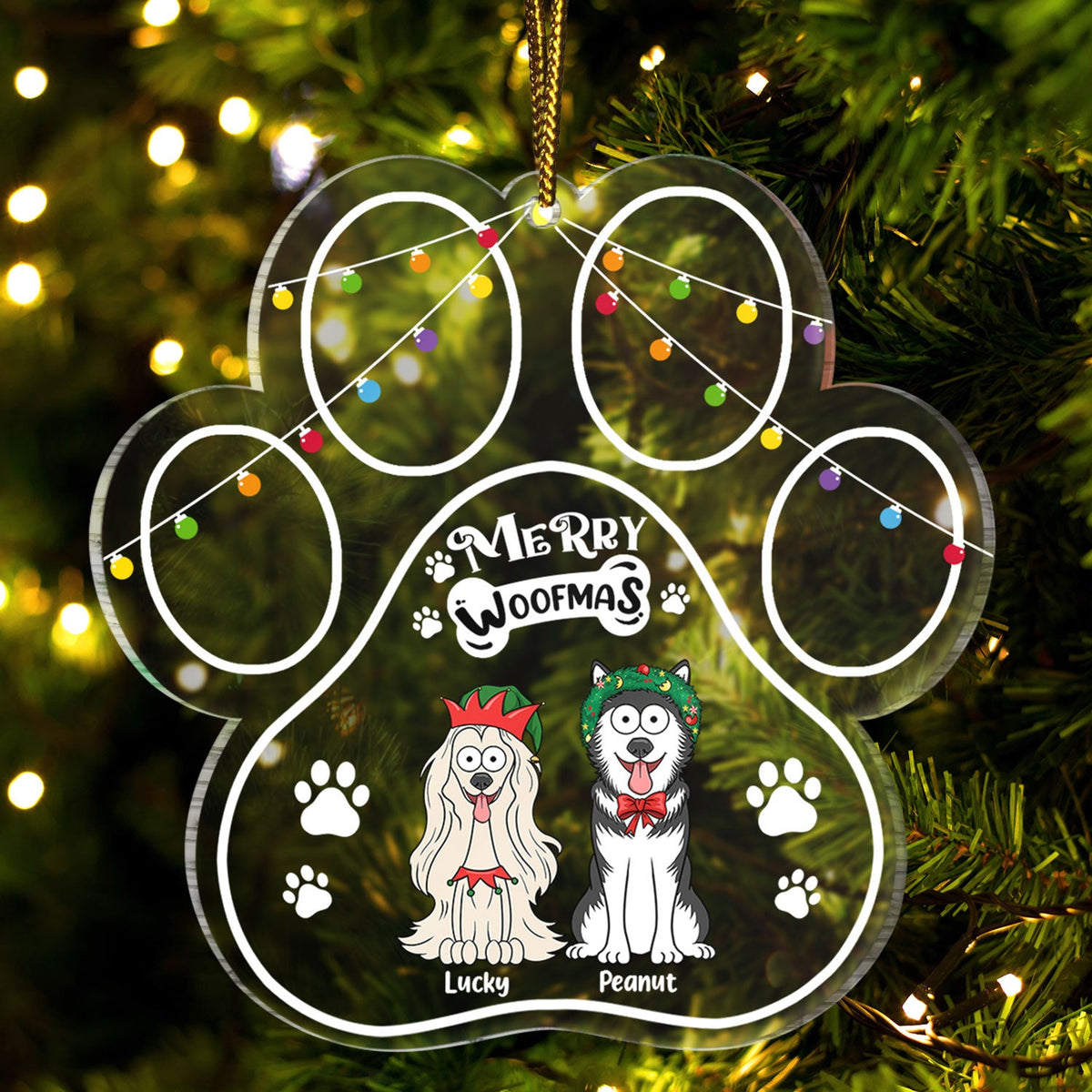 Paw Shape Merry Woofmas Funny Cartoon Dogs - Christmas Gift For Dog Lo - Wander Prints™
