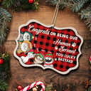Funny Cartoon Cats Congrats On Being My Human Servant - Christmas Gift For Cat Lovers - Personalized Medallion Wooden Ornament