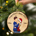 Couple ensemble depuis - Anniversaire, cadeau de Noël pour conjoint, amant, mari, femme, petit ami, petite amie - Ornement en tranche de bois personnalisé