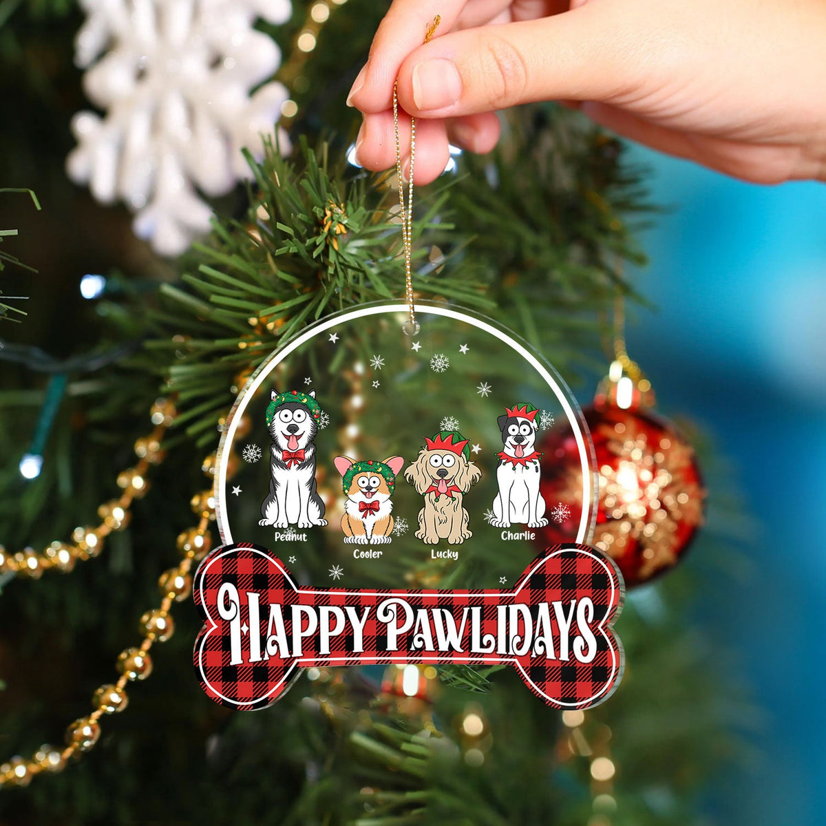 Happy Pawlidays Feliz Navidog - Christmas Gift For Dog Lovers - Personalized Custom Shaped Acrylic Ornament