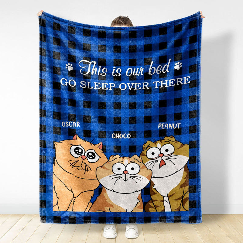 This Is Our Bed Go Sleep Over There Funny Cartoon Cats - Gift For Cat Lovers - Personalized Fleece Blanket