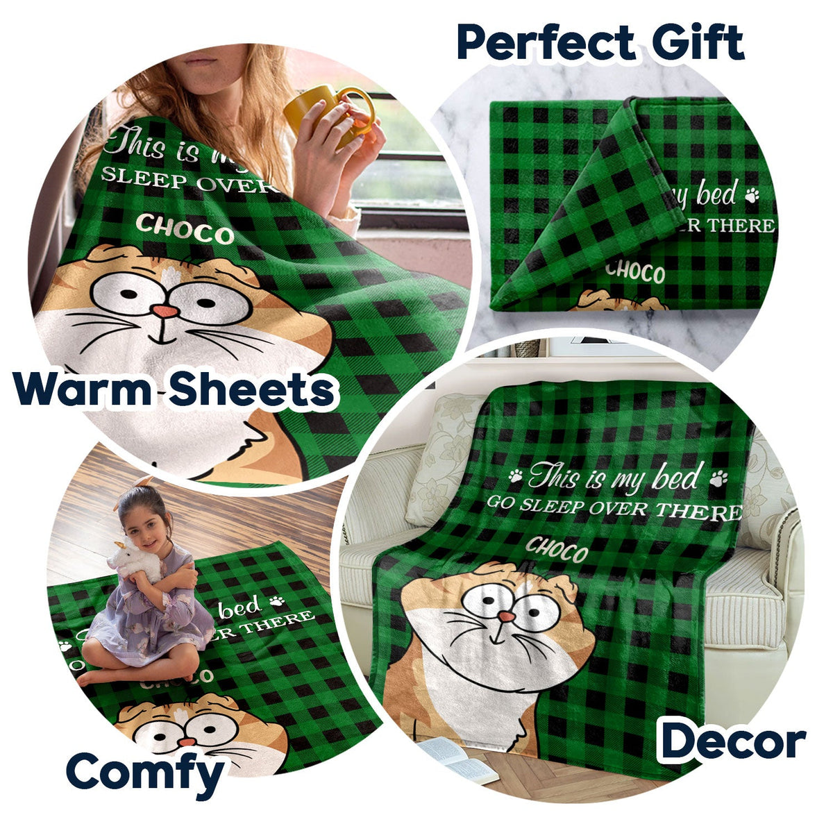 This Is Our Bed Go Sleep Over There Funny Cartoon Cats - Gift For Cat Lovers - Personalized Fleece Blanket