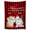 This Is Our Bed Go Sleep Over There Funny Cartoon Cats - Gift For Cat Lovers - Personalized Fleece Blanket