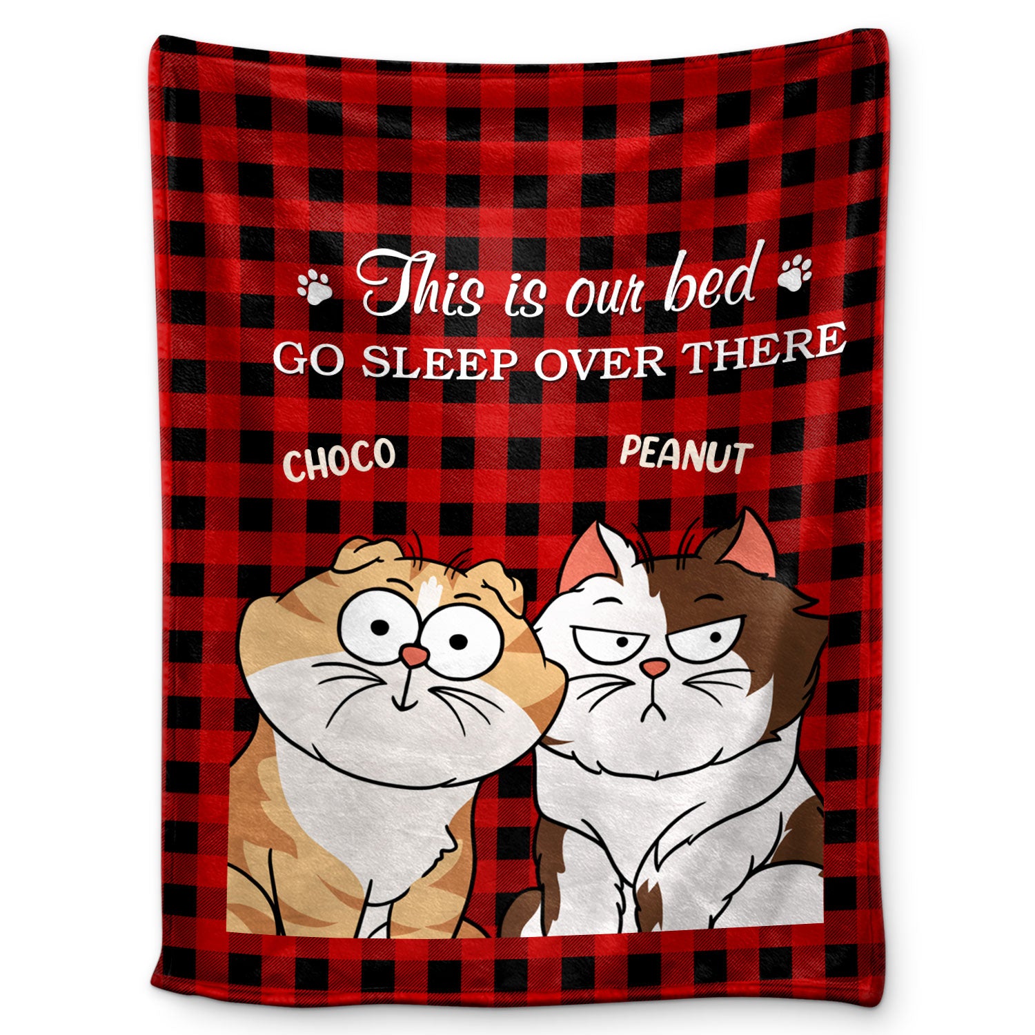 This Is Our Bed Go Sleep Over There Funny Cartoon Cats - Gift For Cat Lovers - Personalized Fleece Blanket