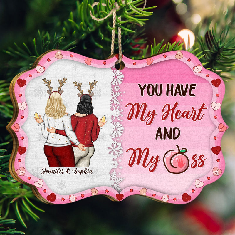 Couple You Have My Heart - Anniversary, Christmas Gift For Spouse, Lover, Husband, Wife, Boyfriend, Girlfriend, Couples - Personalized Medallion Wooden Ornament