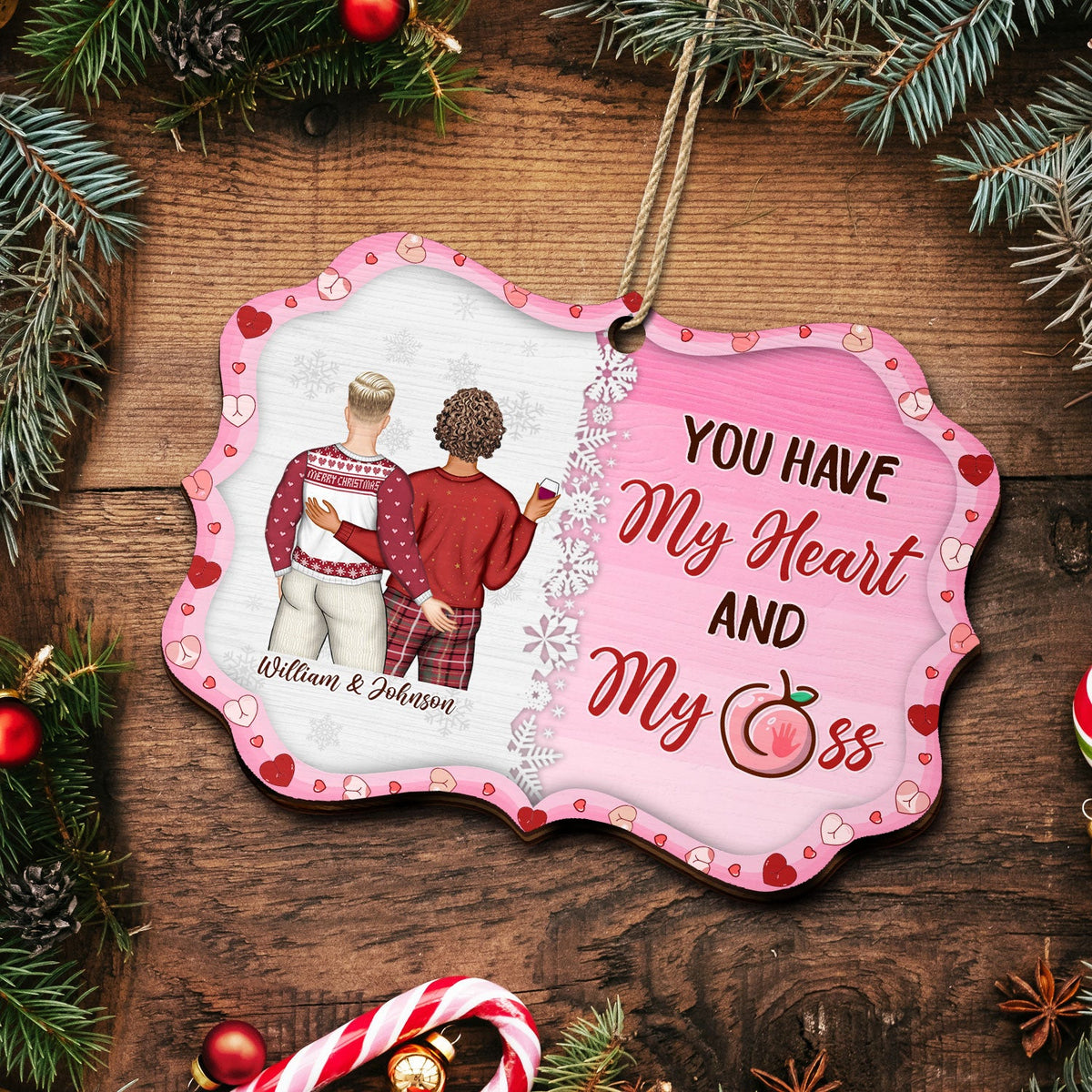 Couple You Have My Heart - Anniversary, Christmas Gift For Spouse, Lover, Husband, Wife, Boyfriend, Girlfriend, Couples - Personalized Medallion Wooden Ornament