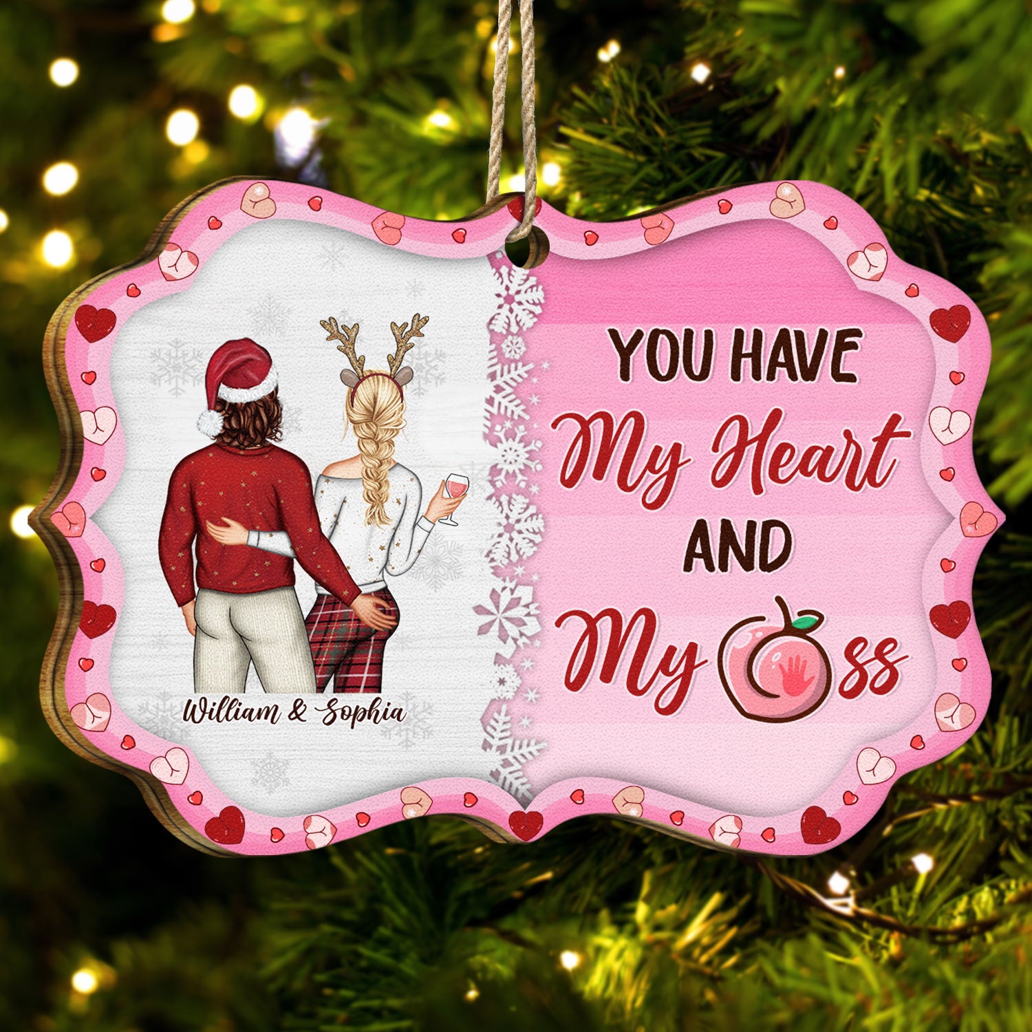 Couple You Have My Heart - Anniversary, Christmas Gift For Spouse, Lover, Husband, Wife, Boyfriend, Girlfriend, Couples - Personalized Medallion Wooden Ornament