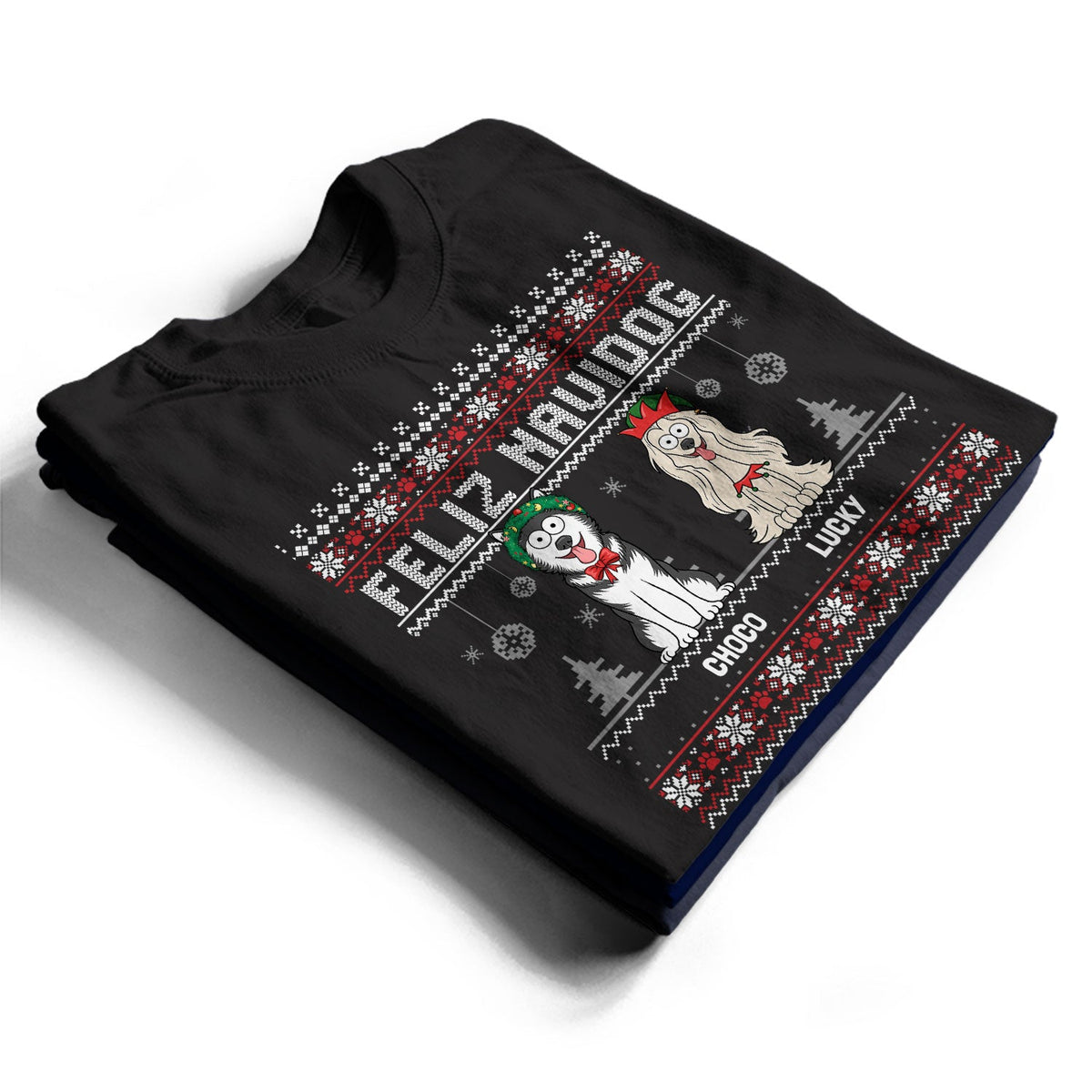 Feliz Navidog Merry Woofmas Funny Cartoon Dogs - Christmas Gift For Dog Lovers - Personalized Sweatshirt