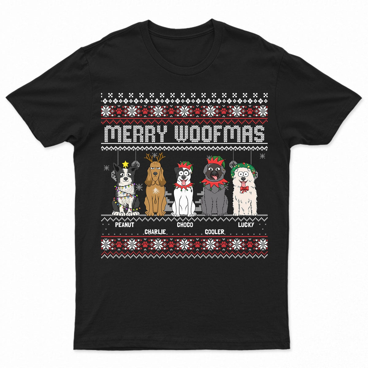 Feliz Navidog Merry Woofmas Funny Cartoon Dogs - Christmas Gift For Dog Lovers - Personalized Sweatshirt