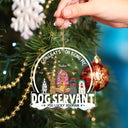 Félicitations pour être mon chien serviteur, style dessin animé amusant ! Cadeau de Noël pour les amoureux des chiens, les mamans et les papas ! Décoration acrylique personnalisée en forme de cœur.