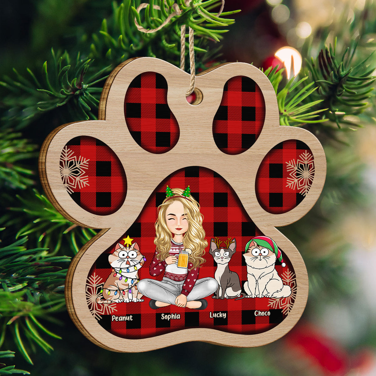 Cat Mom Cat Dad Paw Shape - Christmas Gift For Cat Lovers - Personaliz ...