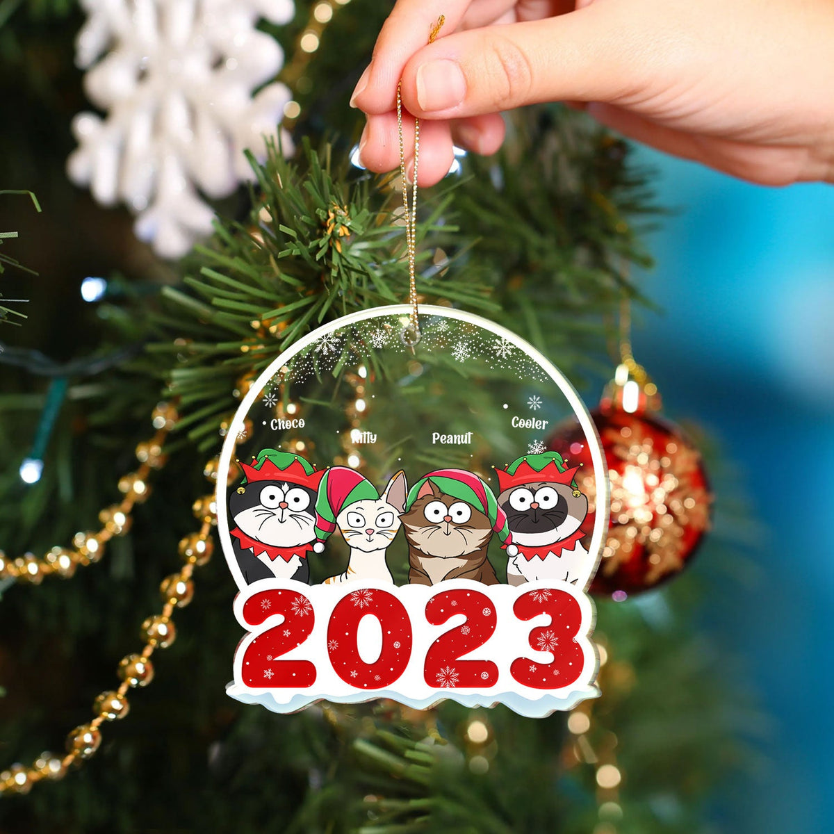 2023 Cartoon Cats - Christmas Gift For Cat Lovers - Personalized Custom Shaped Acrylic Ornament