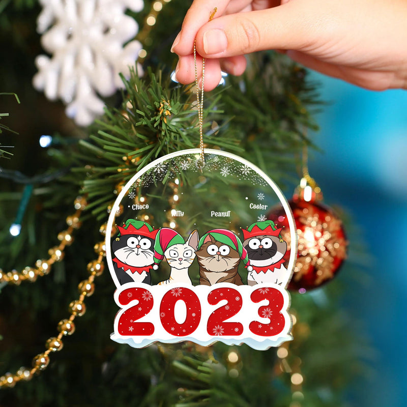 2023 Cartoon Cats - Christmas Gift For Cat Lovers - Personalized Custom Shaped Acrylic Ornament