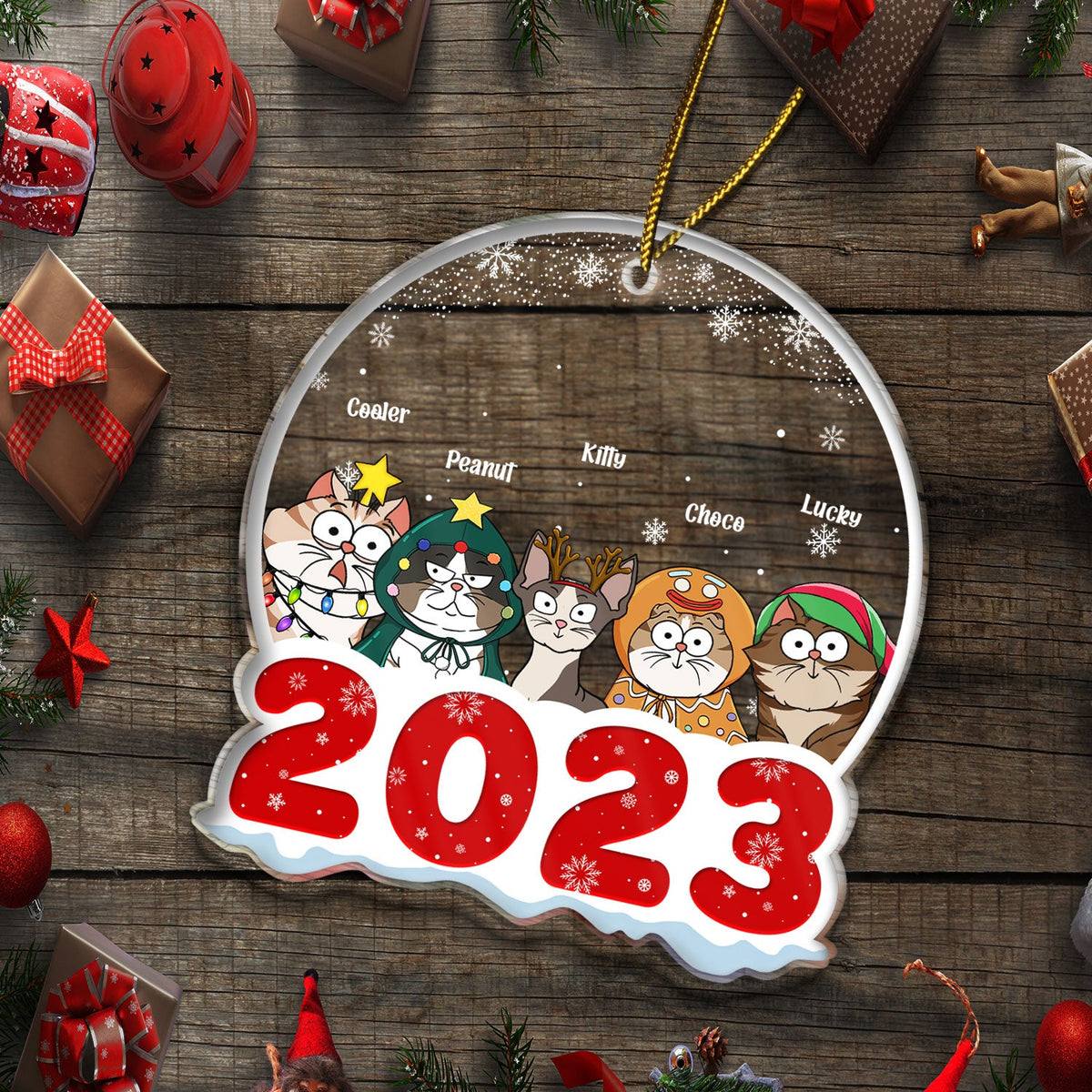 2023 Cartoon Cats - Christmas Gift For Cat Lovers - Personalized Custom Shaped Acrylic Ornament