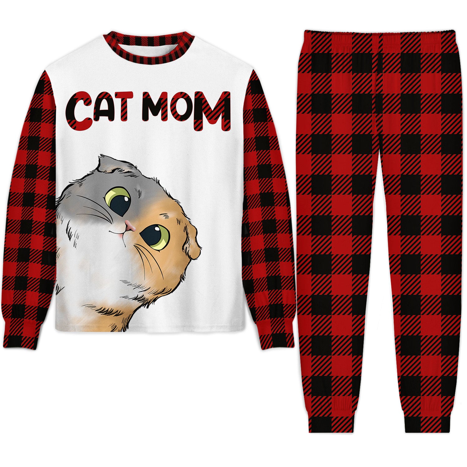 Cat Mom Cat Dad Cartoon Style - Gift For Cat Lovers - Personalized Unisex Pajamas Set