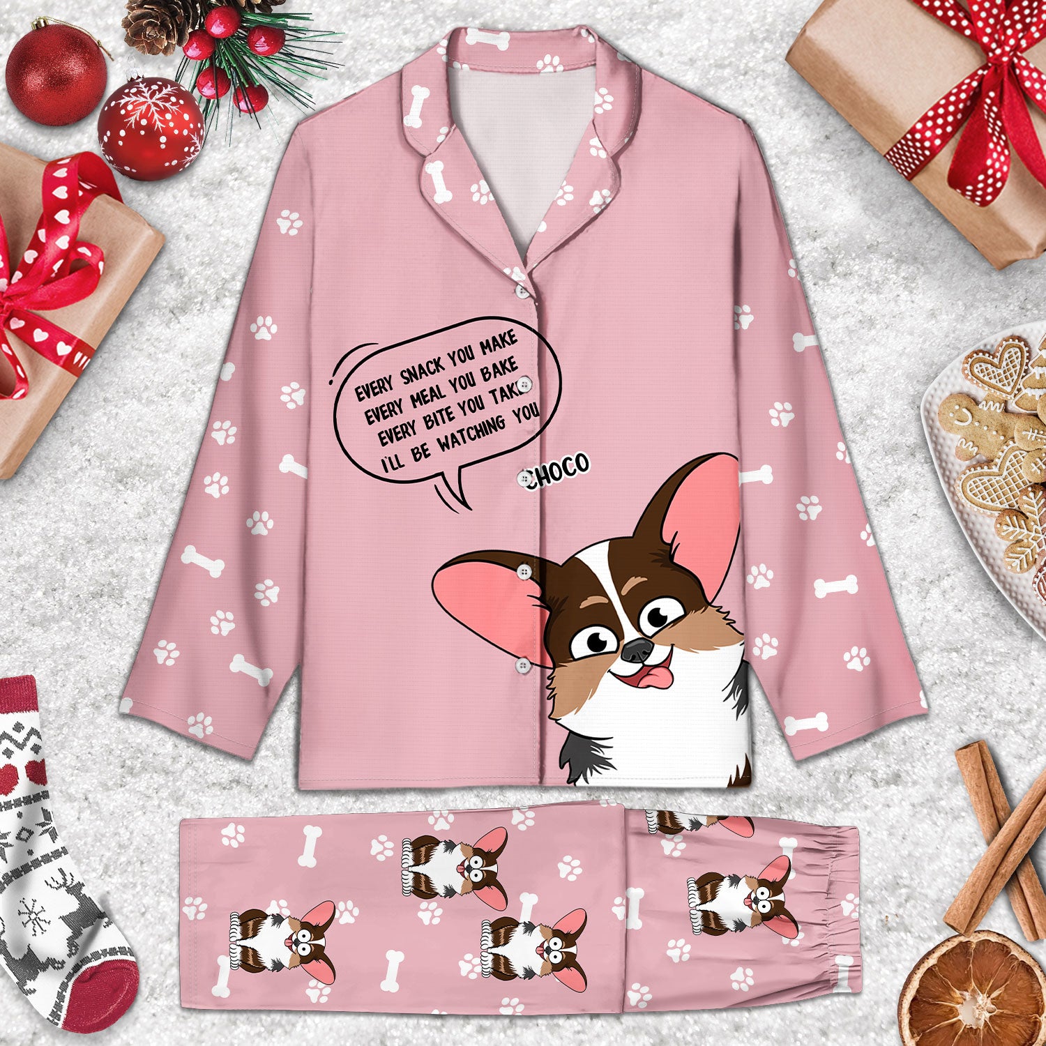 Funny Cartoon Dogs We'll Be Watching You - Gift For Dog Lovers, Dog Mom, Dog Dad - Personalized Long Pajamas Set