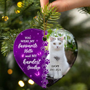 Photo personnalisée chien chat pour toujours dans mon cœur - Souvenir de Noël, cadeau commémoratif pour les amoureux des animaux - Ornement en céramique en forme de cœur personnalisé