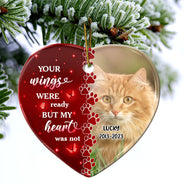 Photo personnalisée chien chat pour toujours dans mon cœur - Souvenir de Noël, cadeau commémoratif pour les amoureux des animaux - Ornement en céramique en forme de cœur personnalisé