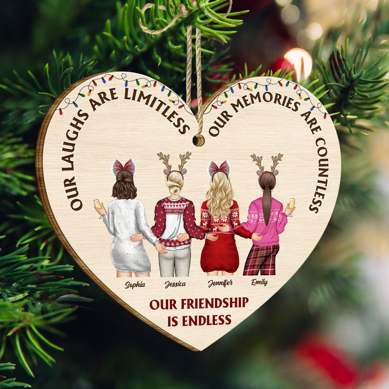Our Friendship Is Endless - Christmas Gift For Besties, BFF Best Friends, Sisters - Personalized Custom Shaped Wooden Ornament