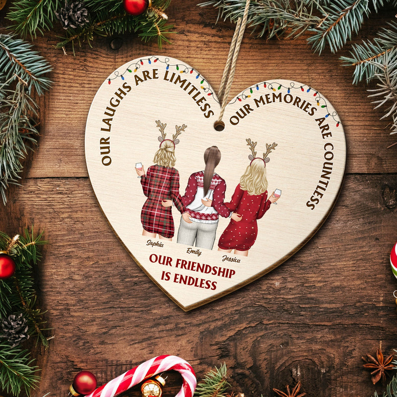 Our Friendship Is Endless - Christmas Gift For Besties, BFF Best Friends, Sisters - Personalized Custom Shaped Wooden Ornament