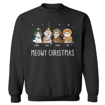 Chats de Noël rigolos et miaulants - Cadeau pour les amoureux des chats - Sweat-shirt personnalisé
