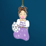 Premier Noël de bébé - Cadeau de naissance - Décoration acrylique découpée personnalisée