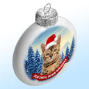 Custom Photo Dog Cat Dear Santa Define Naughty - Christmas Gift For Pet Lovers - Personalized White Flat Ball Ornament