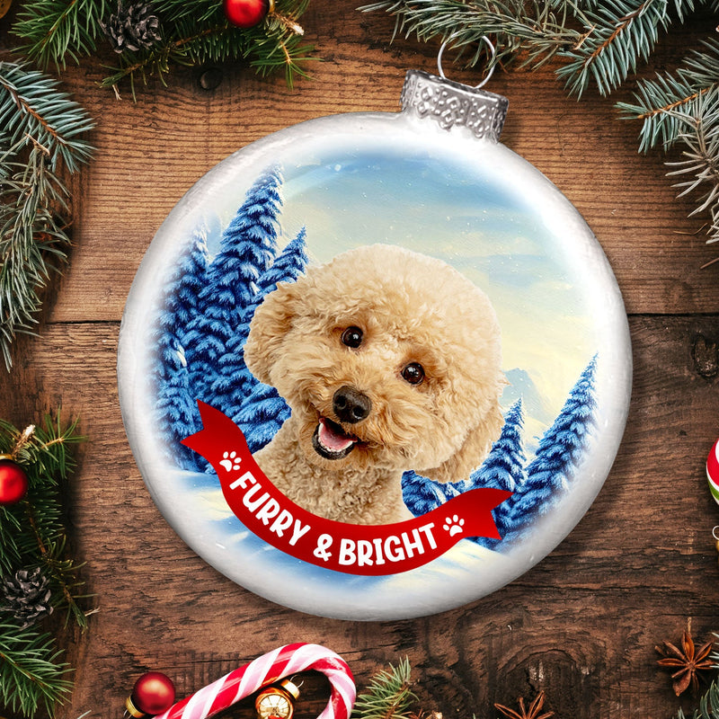 Custom Photo Dog Cat Dear Santa Define Naughty - Christmas Gift For Pet Lovers - Personalized White Flat Ball Ornament