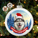 Custom Photo Dog Cat Dear Santa Define Naughty - Christmas Gift For Pet Lovers - Personalized White Flat Ball Ornament