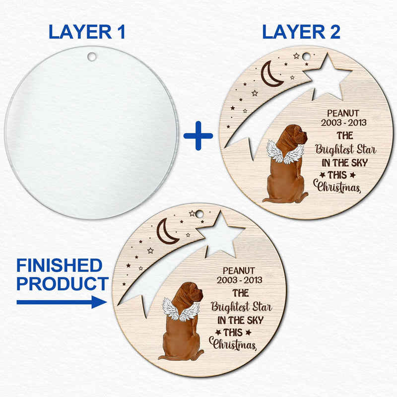 L'étoile la plus brillante du ciel à Noël - Cadeau commémoratif pour chien - Ornement personnalisé à 2 couches
